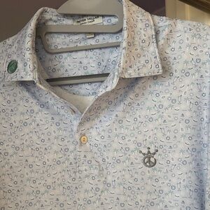 Scotty Cameron Peter Millar Men's Polo with Blue and Gray Pattern